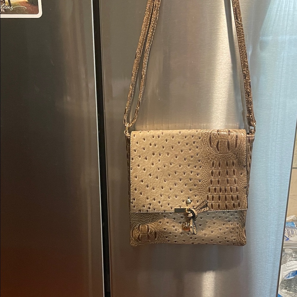 Brown Textured Crossbody Bag